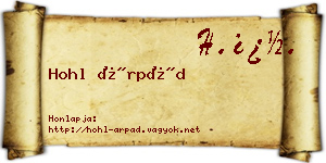 Hohl Árpád névjegykártya